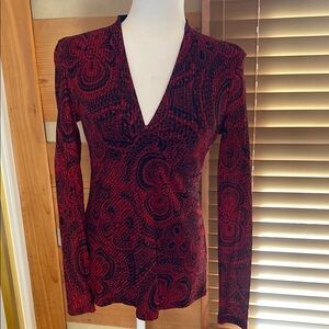 INC International Concepts Women's Red and Black Patterned Top, NWOT